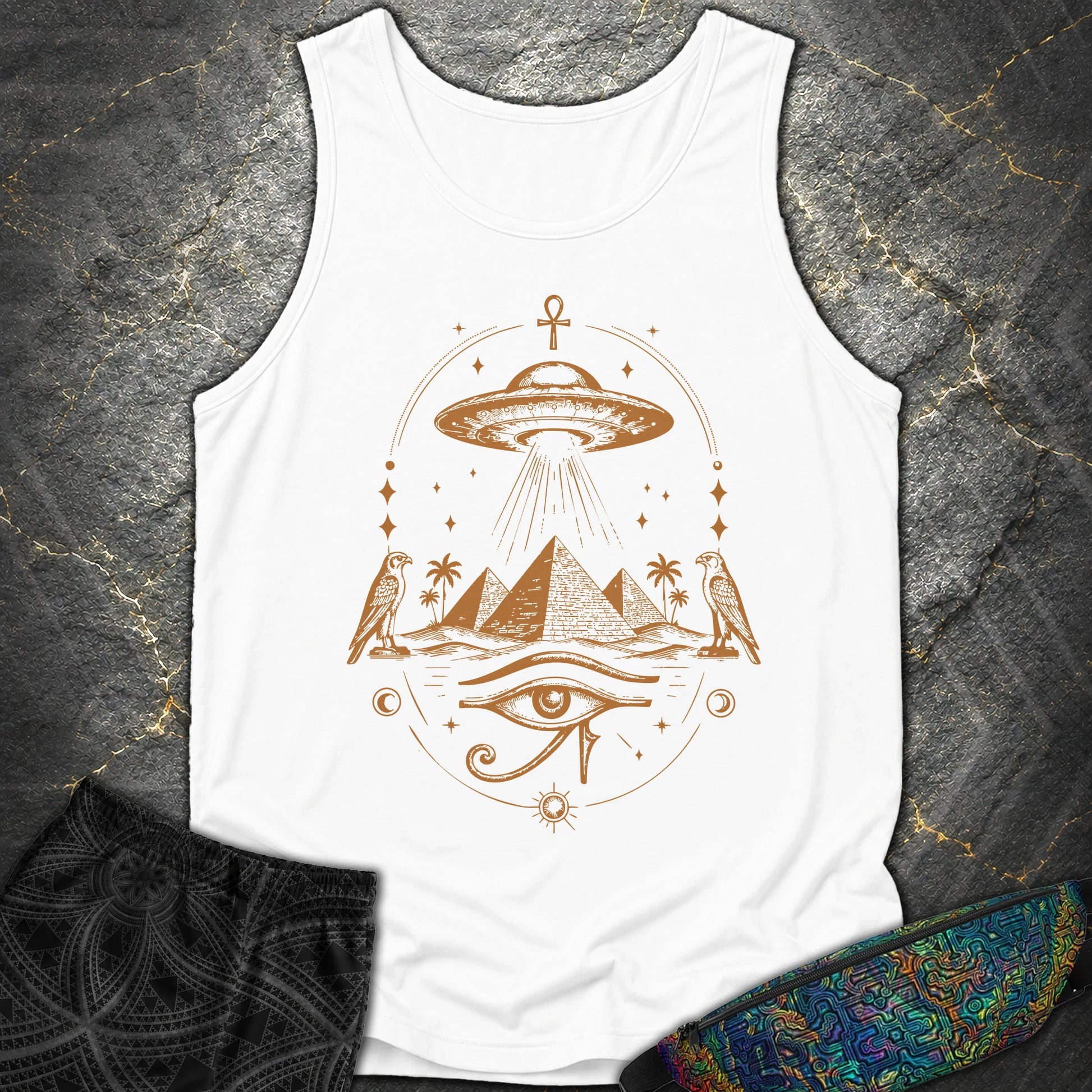 Starship Above the Sacred Pyramids - Starship Above the Sacred Pyramids Comfort Tank Top - White