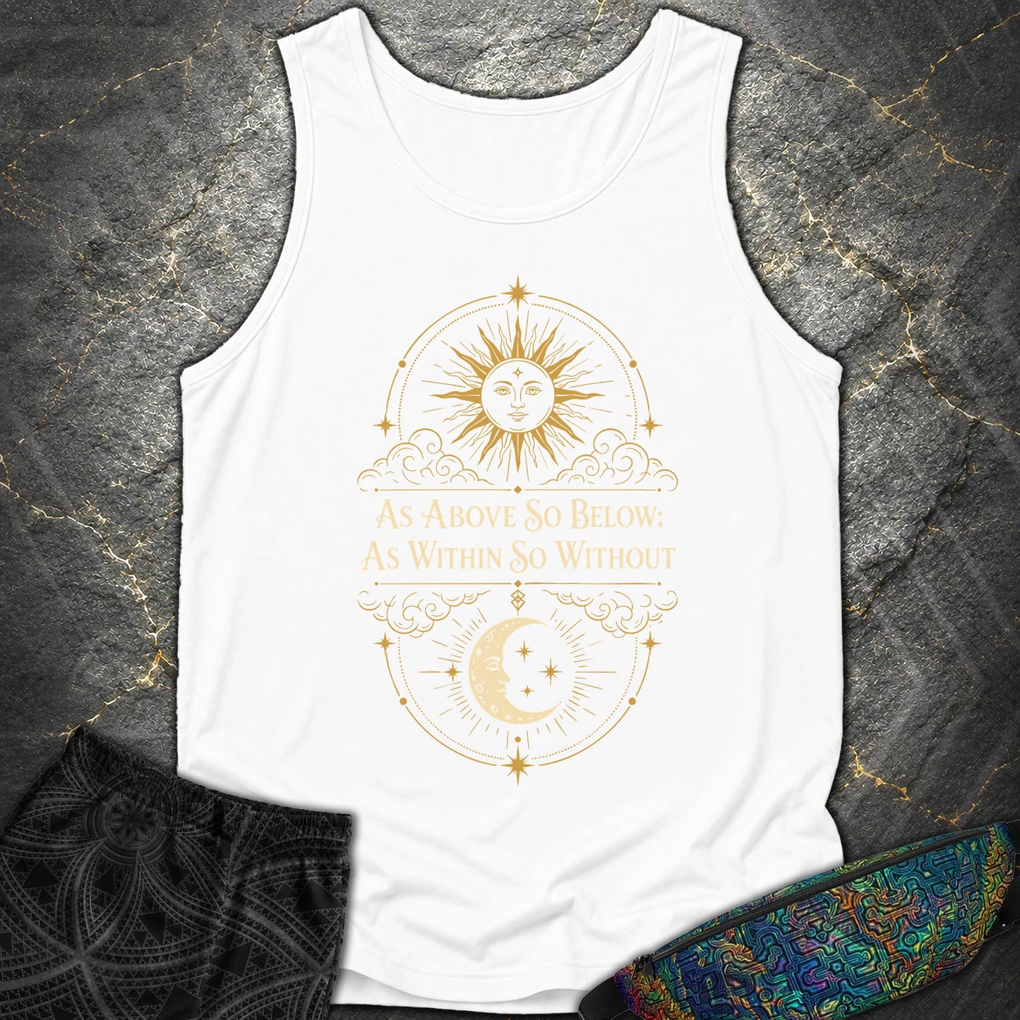 As Above So Below Sun Moon Colored - As Above So Below Sun Moon Colored Comfort Tank Top - White