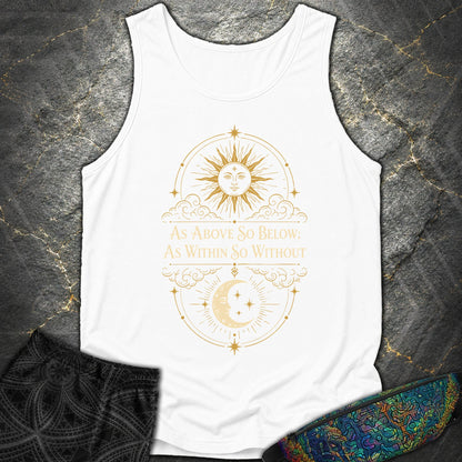 As Above So Below Sun Moon Colored - As Above So Below Sun Moon Colored Comfort Tank Top - White