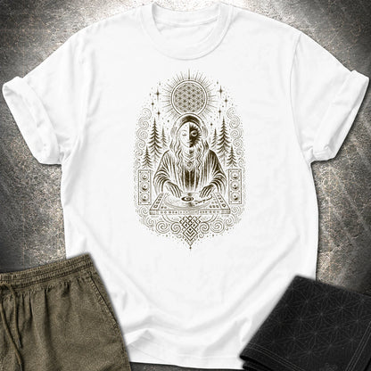 Mystic DJ T-Shirt, Psychedelic Rave Goddess Shirt, Sacred Geometry Festival Graphic Tee - Mystic DJ T-Shirt, Psychedelic Rave Goddess Shirt, Sacred Geometry Festival Graphic Tee - White