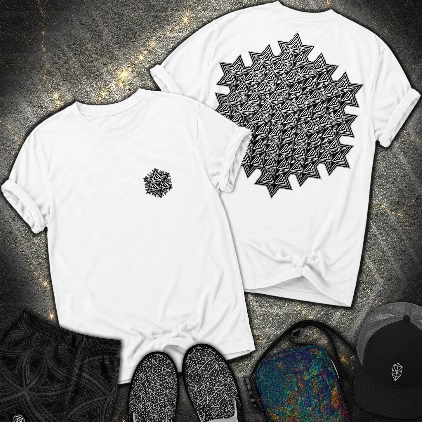 Sacred Silver Merkaba 2 Sided Comfort T-Shirt - Sacred Silver Merkaba 2 Sided Comfort T-Shirt - White