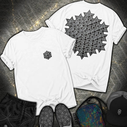 Sacred Silver Merkaba 2 Sided Comfort T-Shirt - Sacred Silver Merkaba 2 Sided Comfort T-Shirt - White