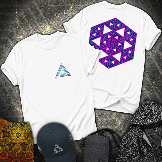 Sierpinski Star and Triangle 2 Sided T-Shirt - Sierpinski Star and Triangle 2 Sided T-Shirt - White
