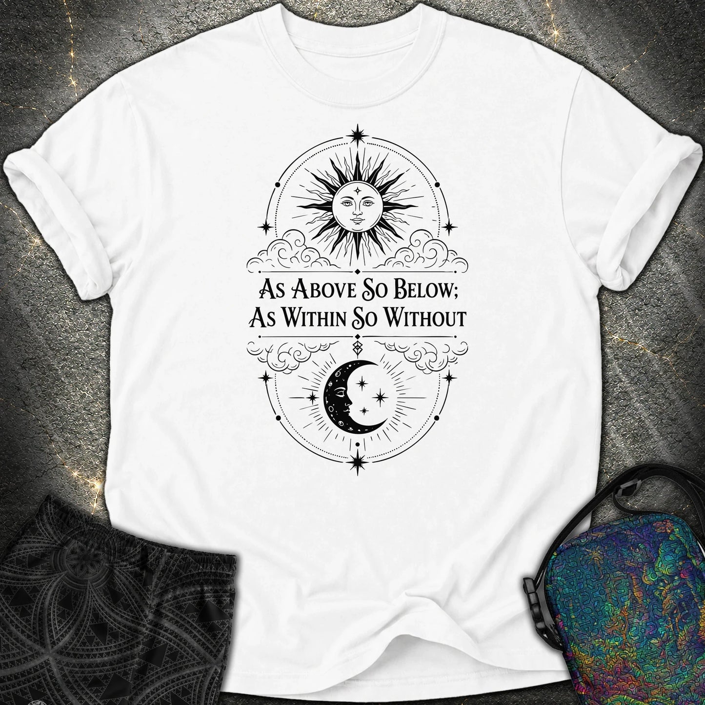 As Above So Below Sun Moon - As Above So Below Sun Moon Comfort T-Shirt - White