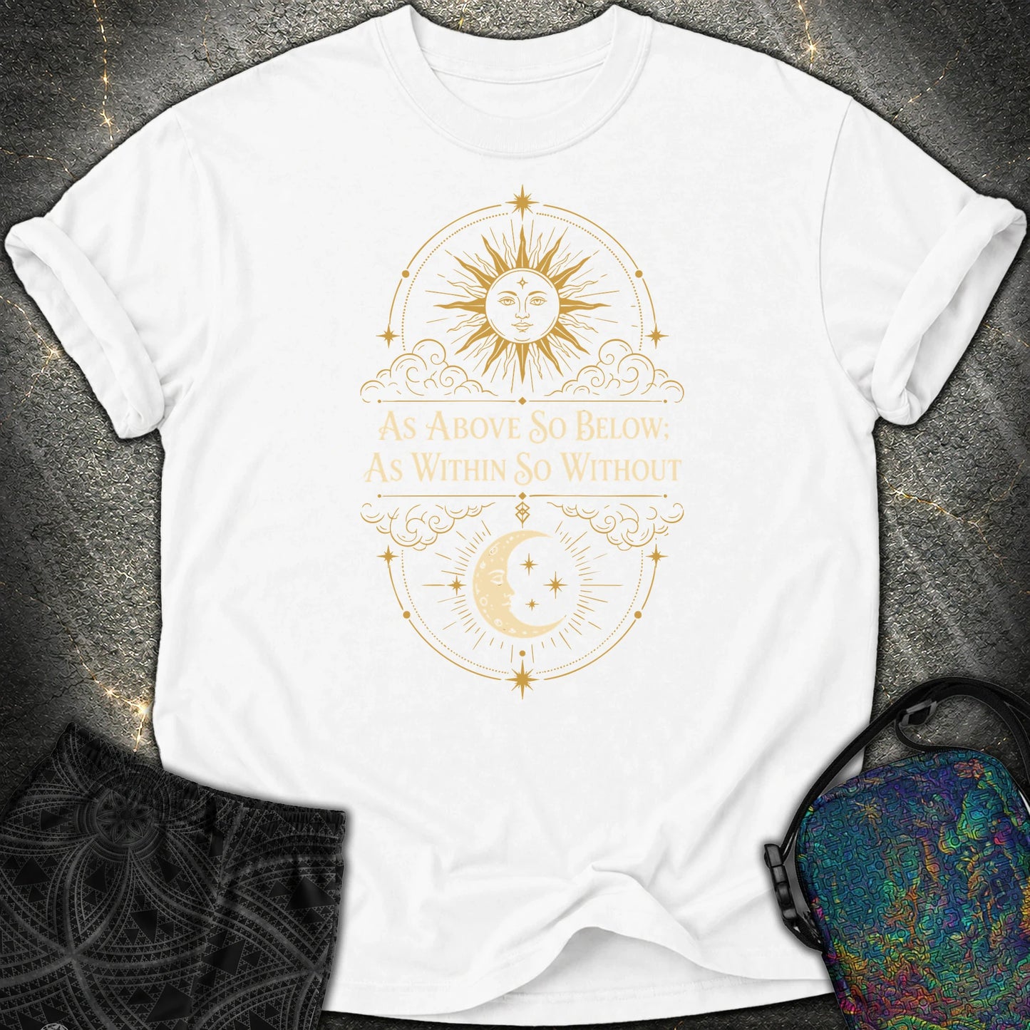 As Above So Below Sun Moon Colored - As Above So Below Sun Moon Colored Comfort T-Shirt - White