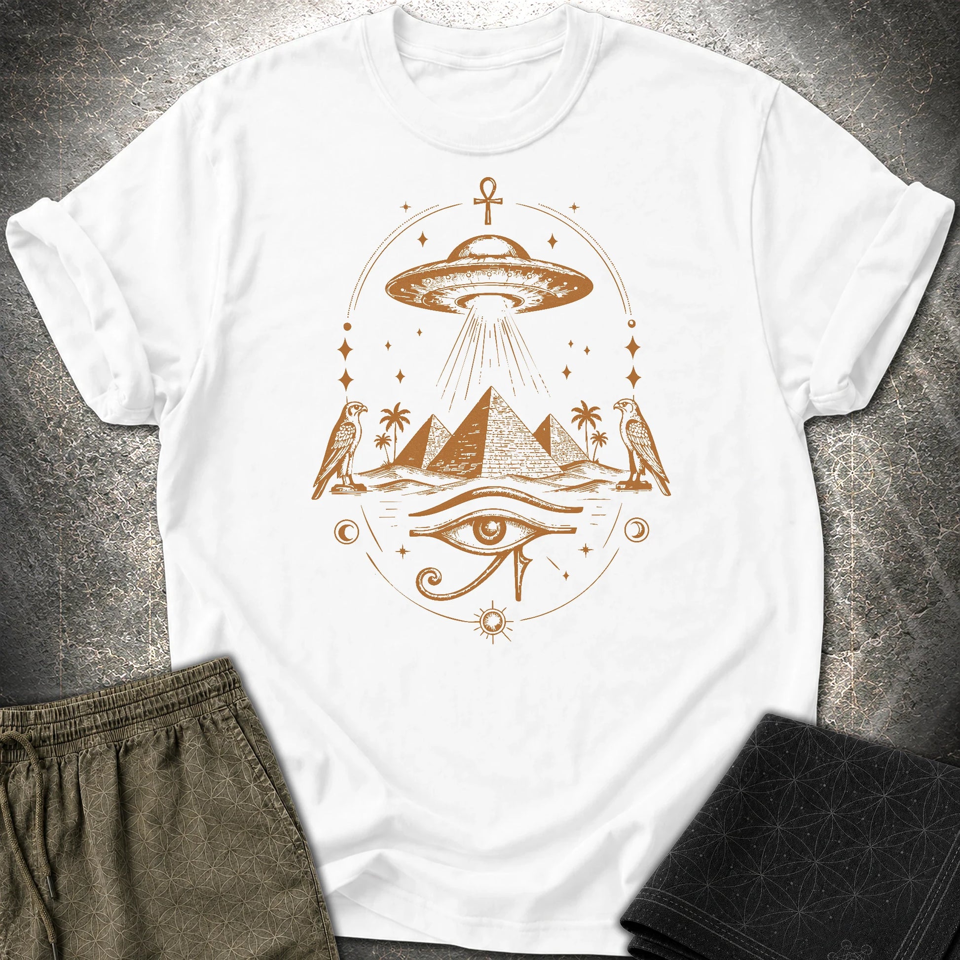 Starship Above the Sacred Pyramids - Starship Above the Sacred Pyramids T-Shirt - White