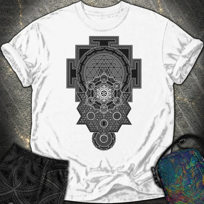 Sri Yantra Intricate Sacred Patterns Comfort T-Shirt - Sri Yantra Intricate Sacred Patterns Comfort T-Shirt - White