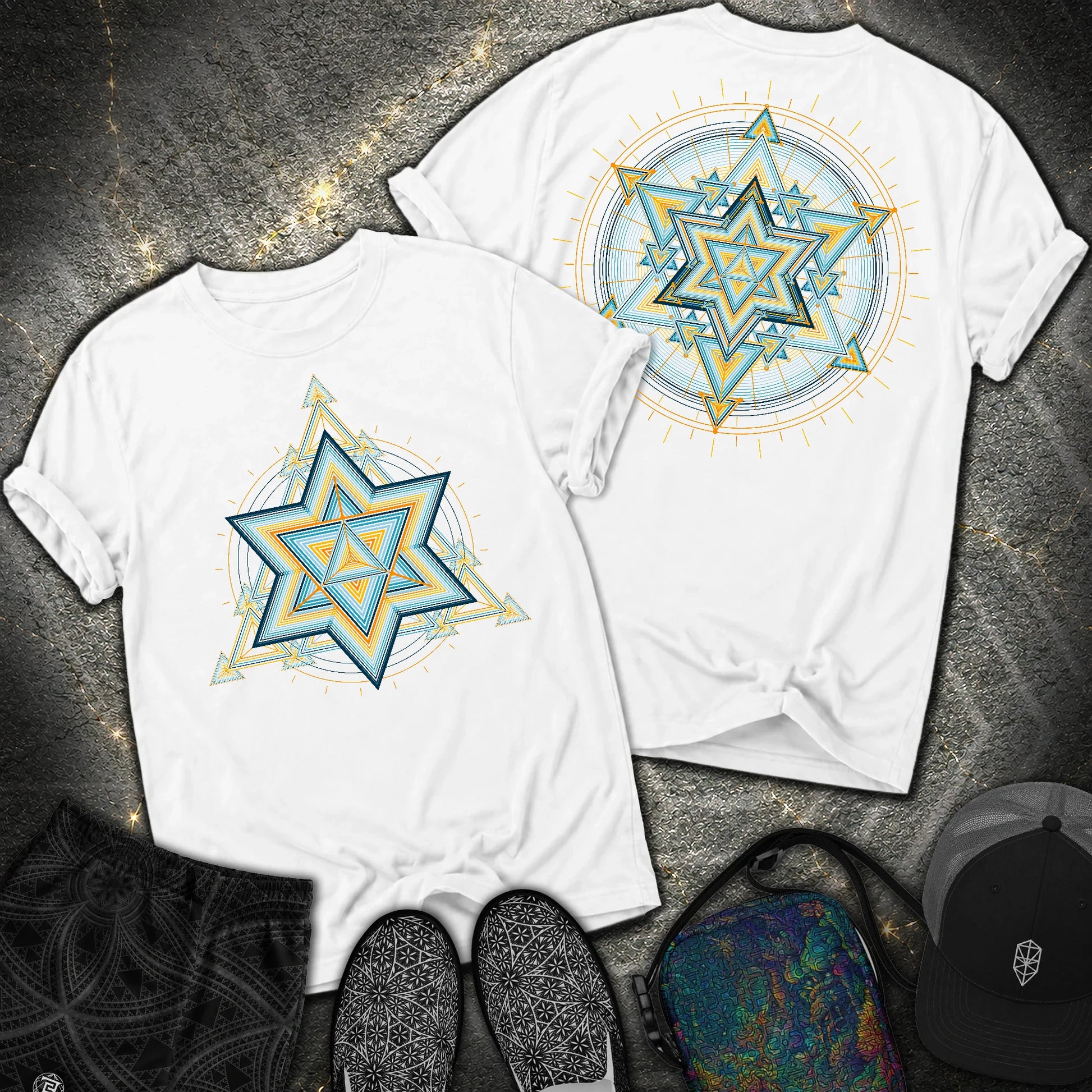 Merkaba Light Matrix 2 Sided Comfort T-Shirt - Merkaba Light Matrix 2 Sided Comfort T-Shirt - White
