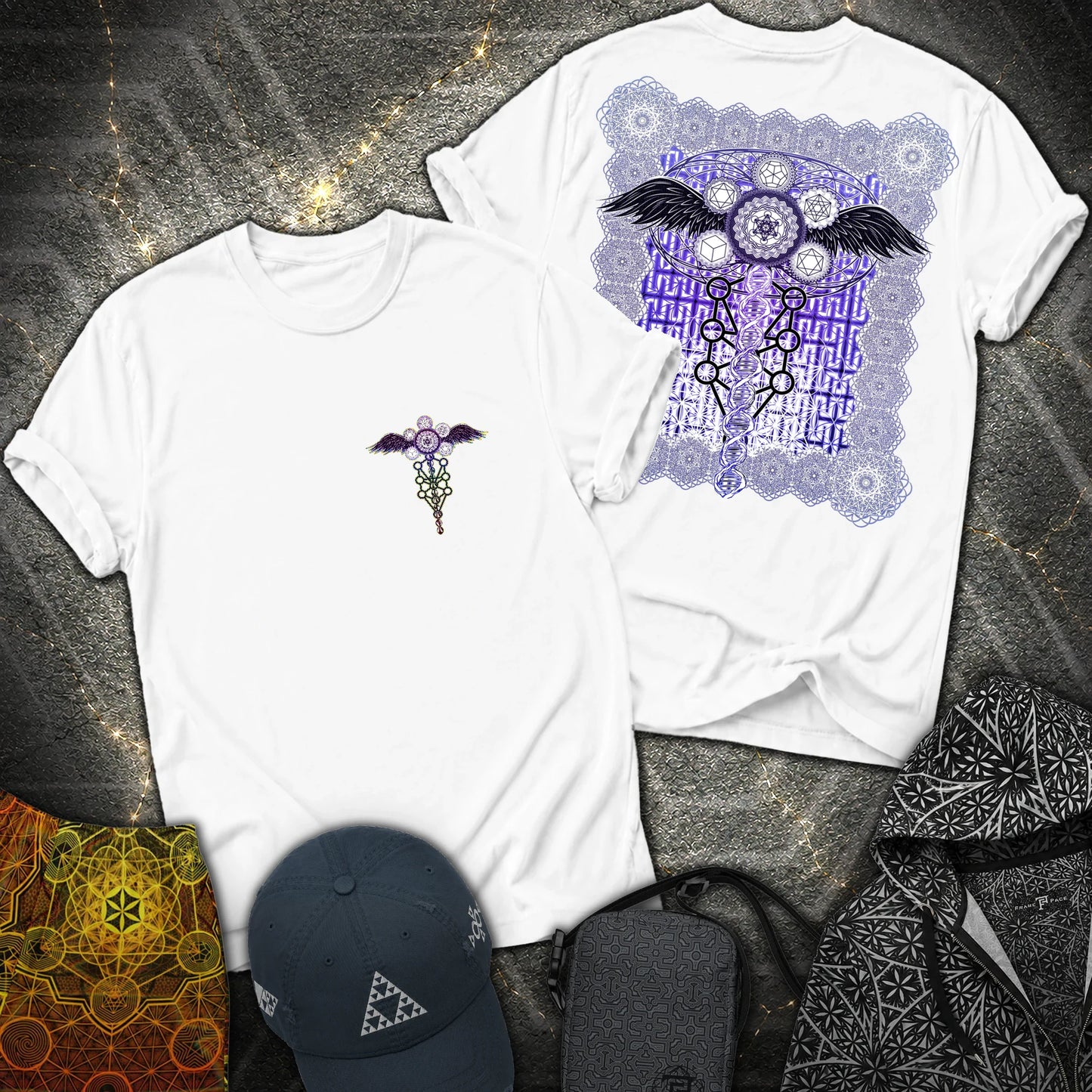 Winged Metatron DNA 2 Sided T-Shirt - Winged Metatron DNA 2 Sided T-Shirt - White