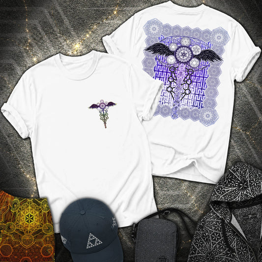 Winged Metatron DNA 2 Sided T-Shirt - Winged Metatron DNA 2 Sided T-Shirt - White