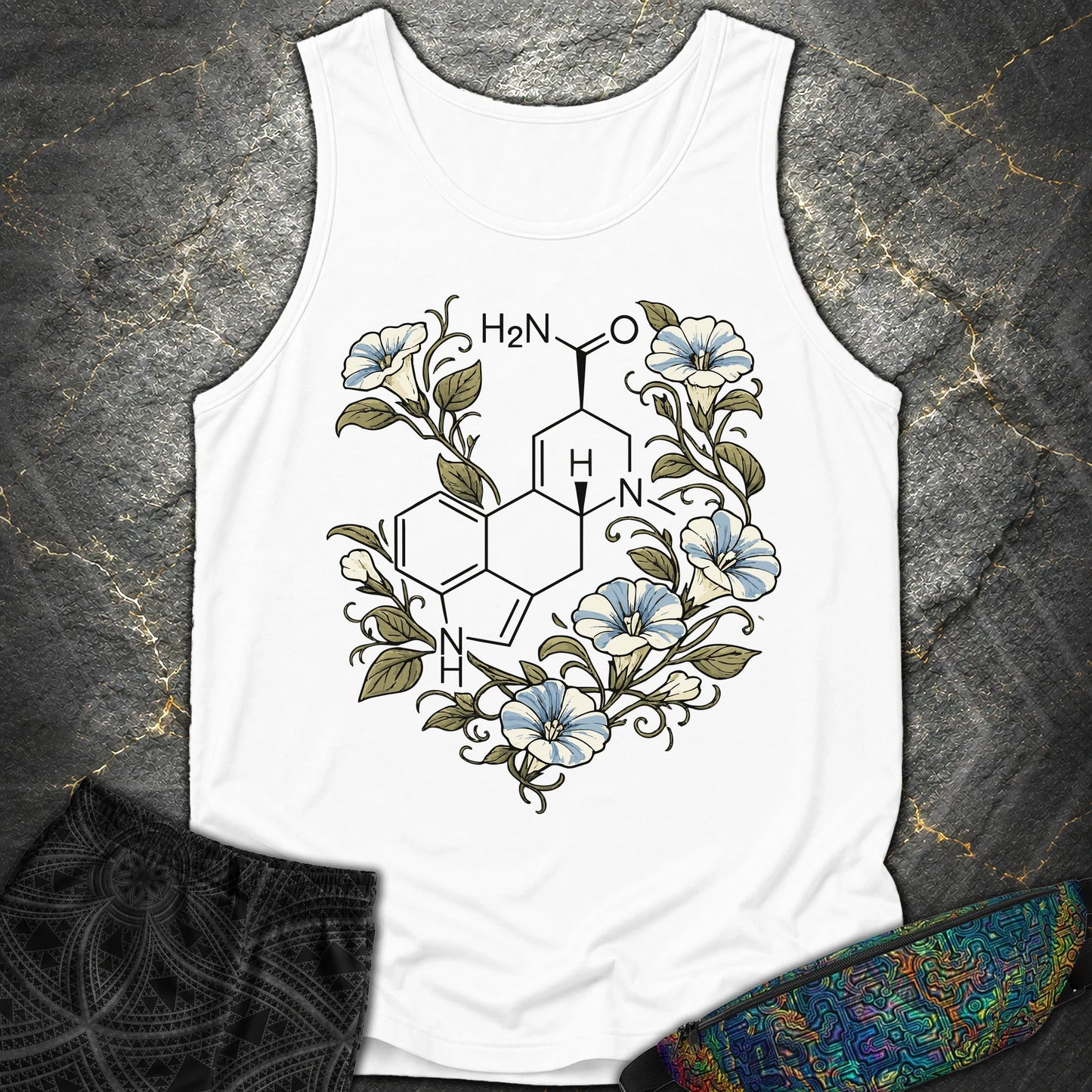 Morning Glory Molecule Color - Morning Glory Molecule Color Comfort Tank Top - White