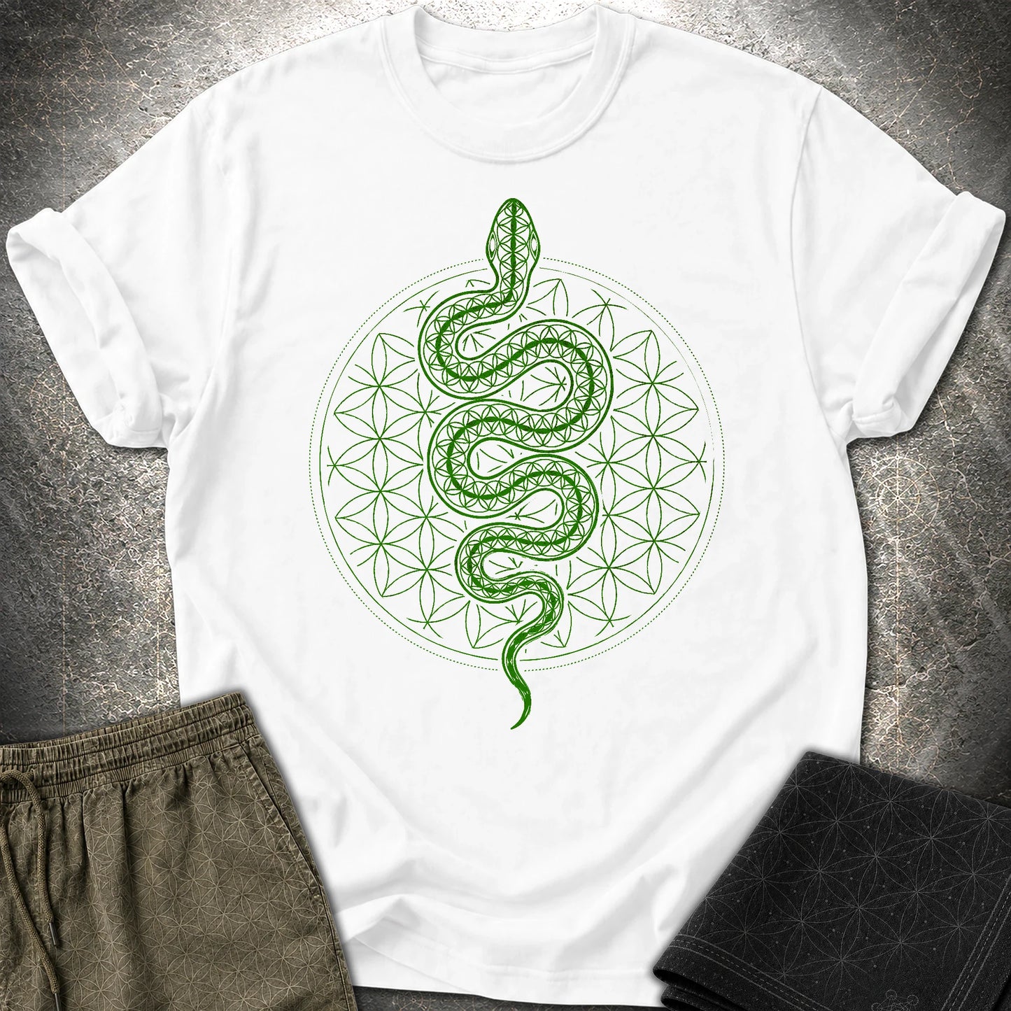 Flower of Life Serpent T-Shirt - Flower of Life Serpent T-Shirt - White