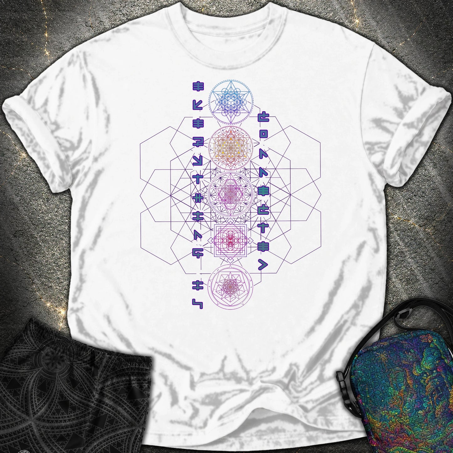 Everything Is Connected Sacred Geometry Comfort T-Shirt - Everything Is Connected Sacred Geometry Comfort T-Shirt - White