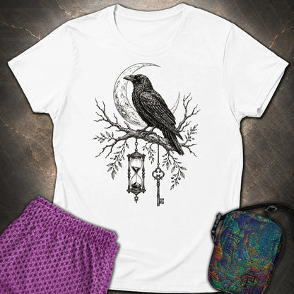 Crow Hourglass Key - Crow Hourglass Key Womens T-Shirt - White