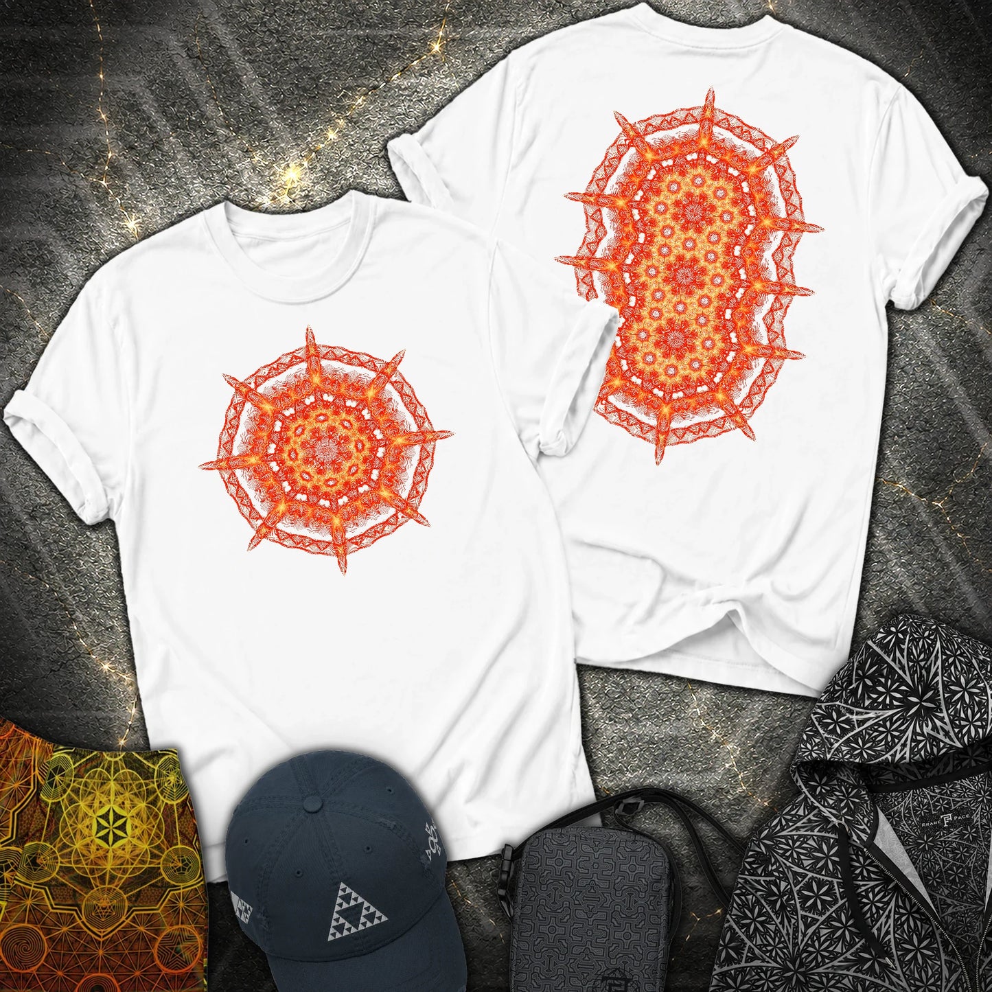 Radiant Geometry Portal Mandala 2 Sided T-Shirt - Radiant Geometry Portal Mandala 2 Sided T-Shirt - White