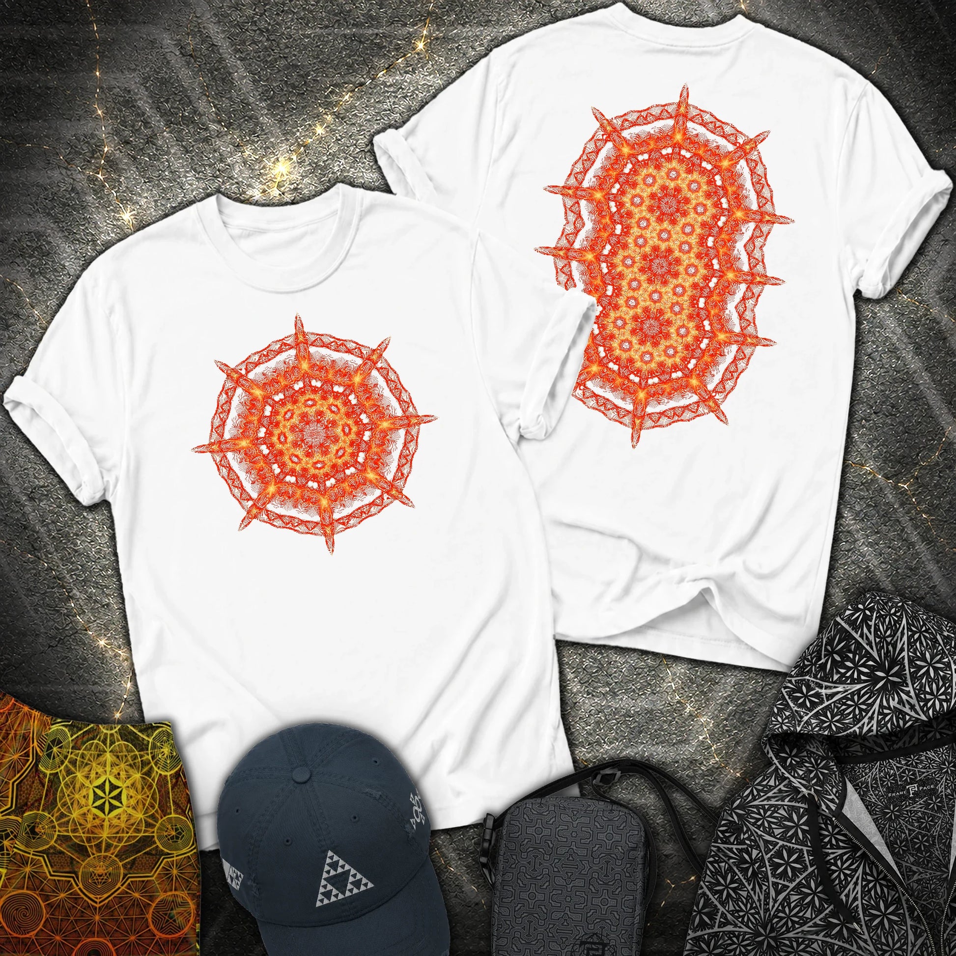 Radiant Geometry Portal Mandala 2 Sided T-Shirt - Radiant Geometry Portal Mandala 2 Sided T-Shirt - White