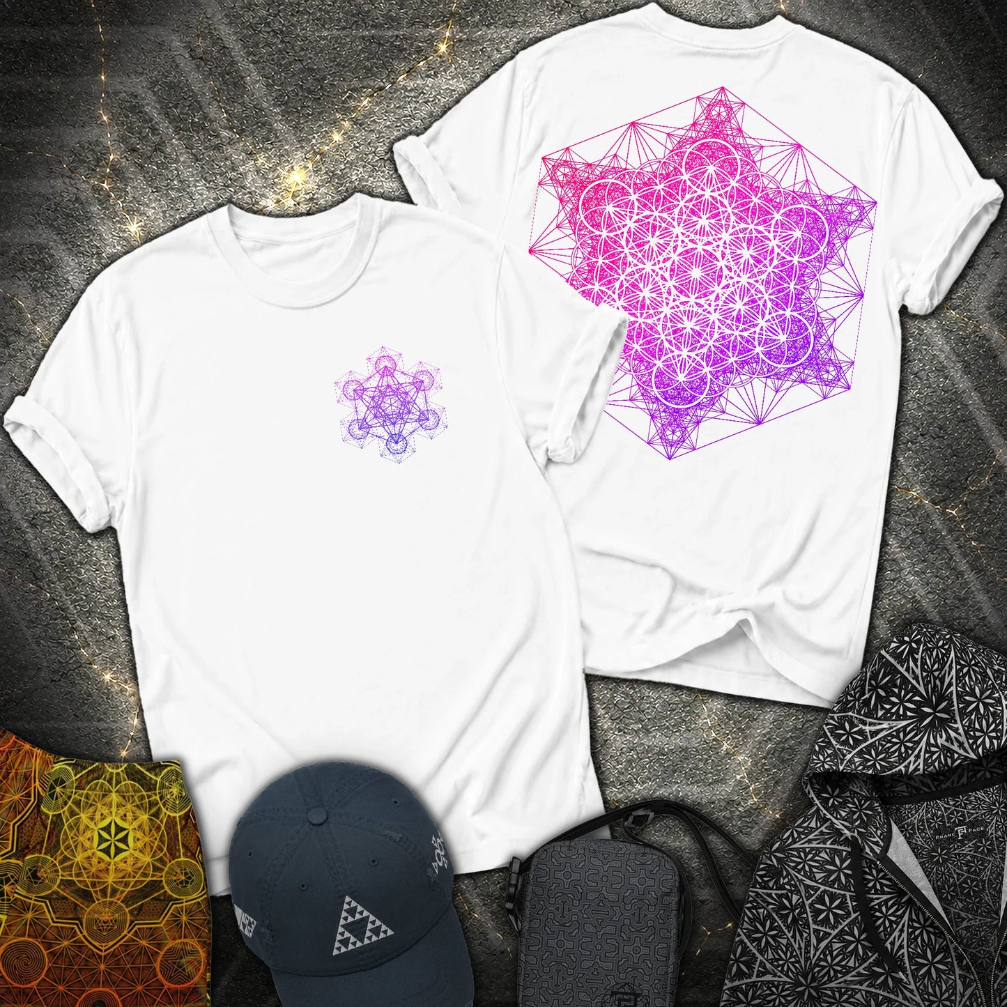 Metatron's Tesseract 2 Side 2 Sided T-Shirt - Metatron's Tesseract 2 Side 2 Sided T-Shirt - White