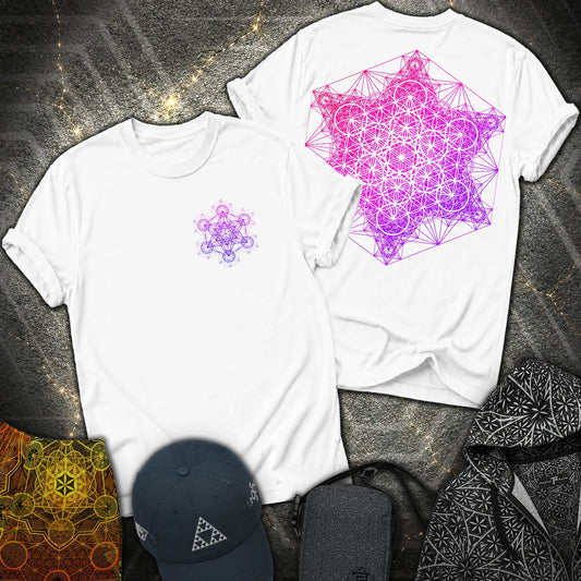 Metatron's Tesseract 2 Side 2 Sided T-Shirt - Metatron's Tesseract 2 Side 2 Sided T-Shirt - White