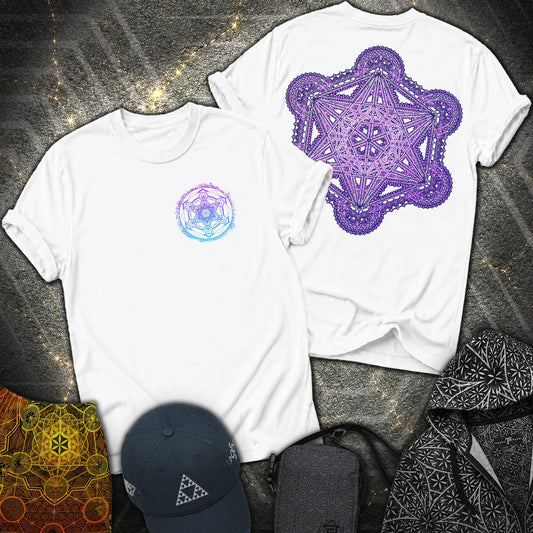 Intricate Metatron's Cube 2 Sided T-Shirt - Intricate Metatron's Cube 2 Sided T-Shirt - White