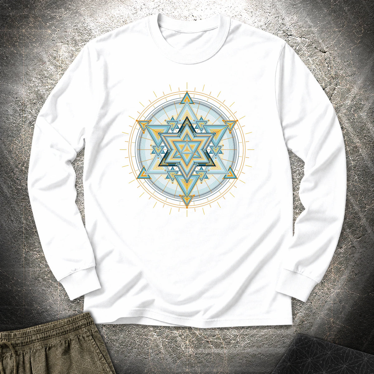 Merkaba Light Matrix - Merkaba Light Matrix Long Sleeve Shirt - White