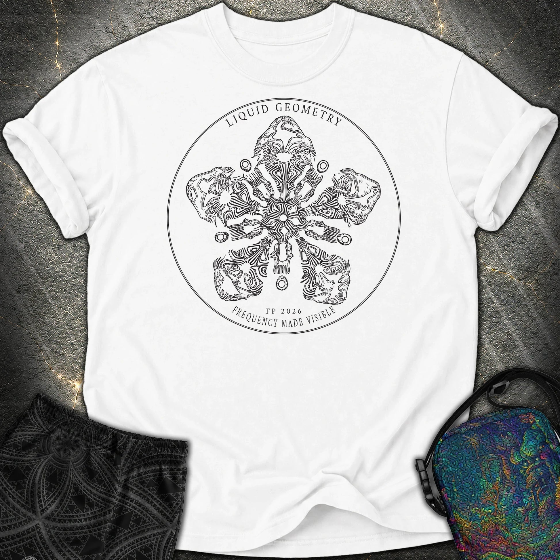 Sacred Geometry Sound Wave Art Cymatic Comfort T-Shirt - Sacred Geometry Sound Wave Art Cymatic Comfort T-Shirt - White