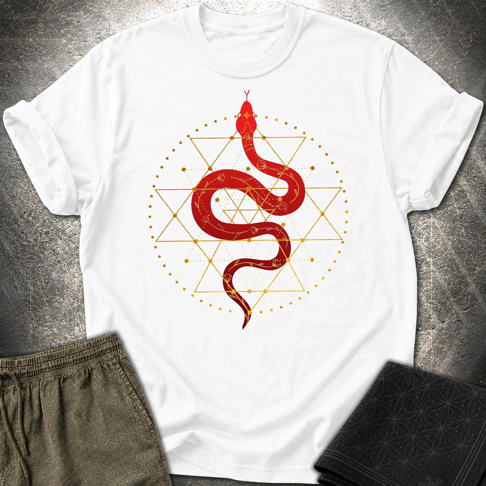 Sri Yantra Snake T-Shirt - Sri Yantra Snake T-Shirt - White