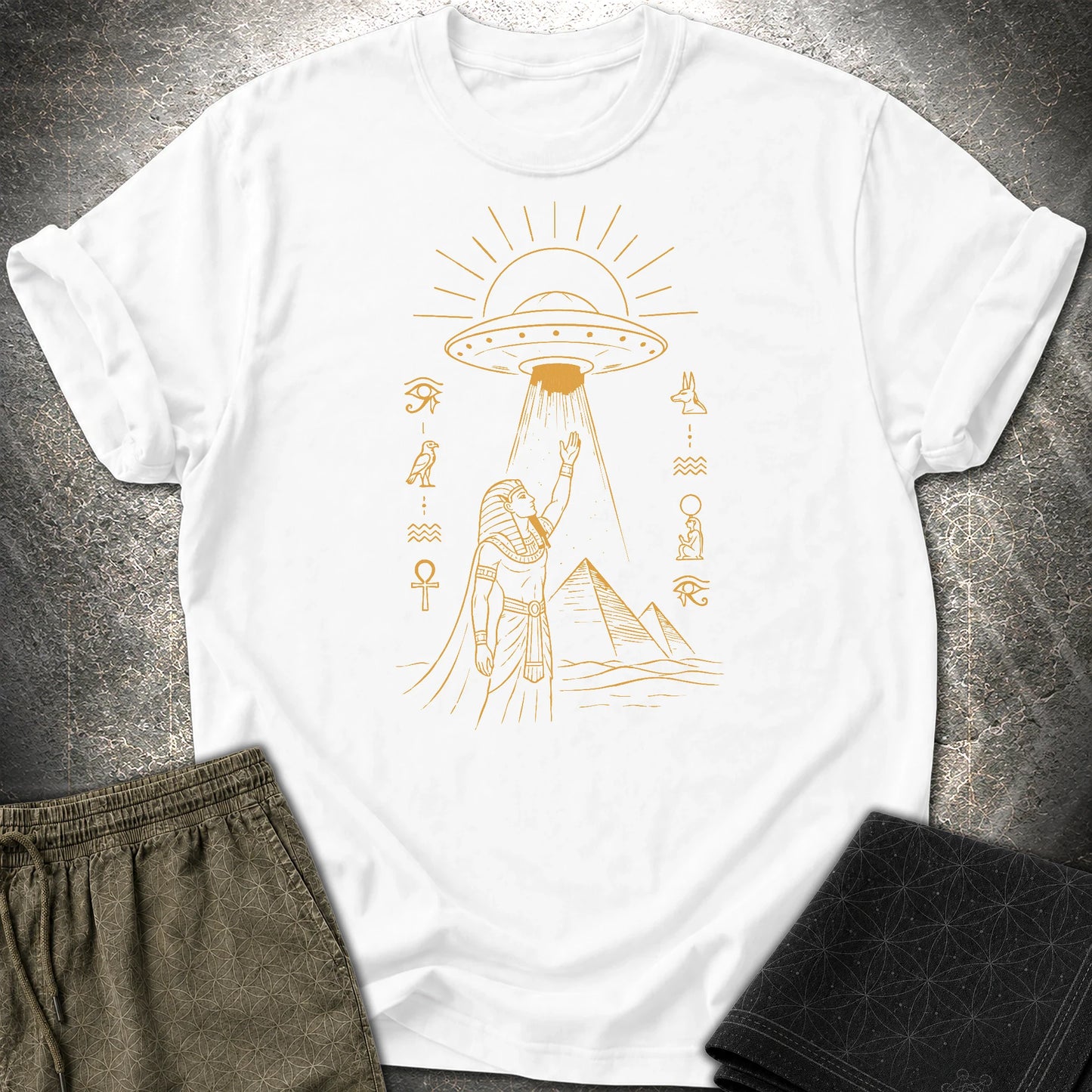 Pharaoh Reaching for the Sky Vessel - Pharaoh Reaching for the Sky Vessel T-Shirt - White
