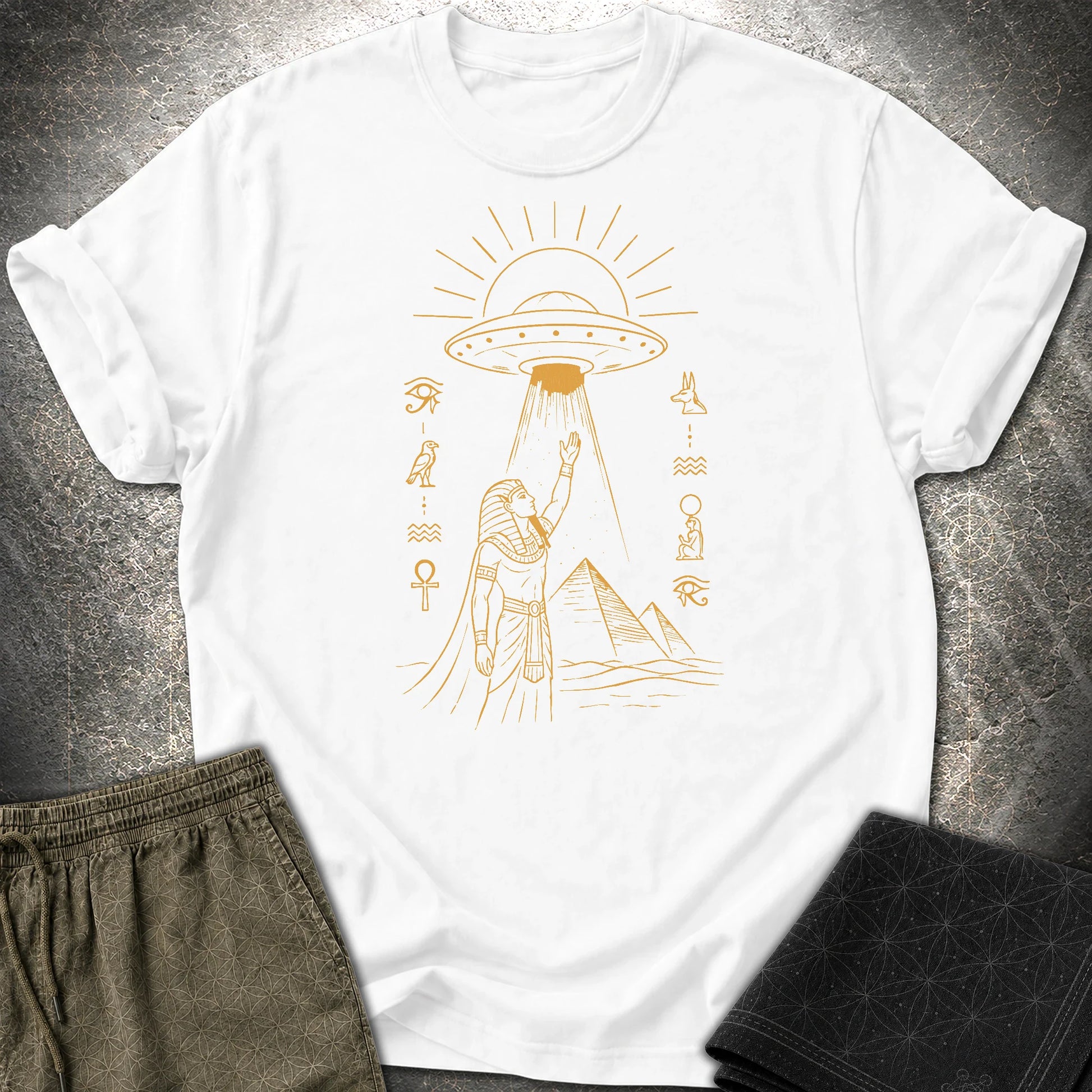 Pharaoh Reaching for the Sky Vessel - Pharaoh Reaching for the Sky Vessel T-Shirt - White