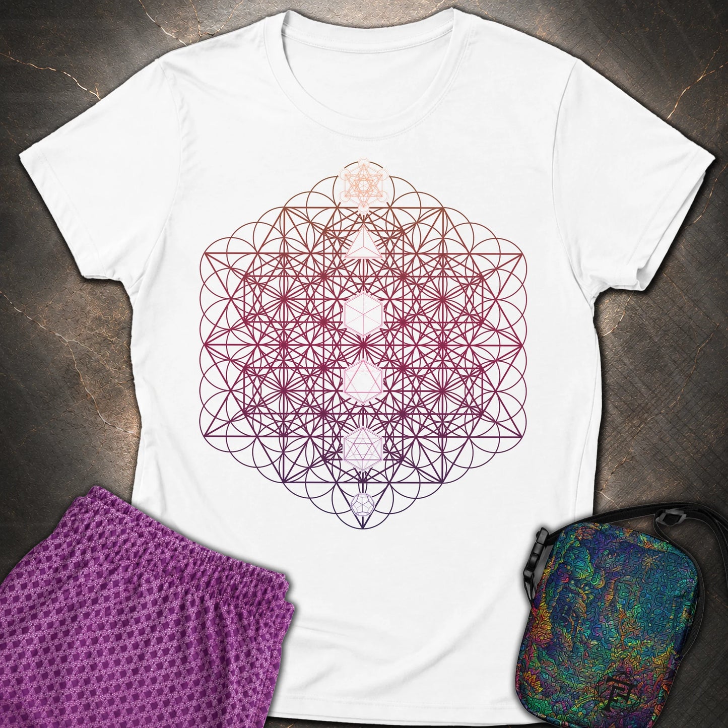 64 Tetrahedron Platonic Solids Metatron - 64 Tetrahedron Platonic Solids Metatron Women's T-Shirt - White