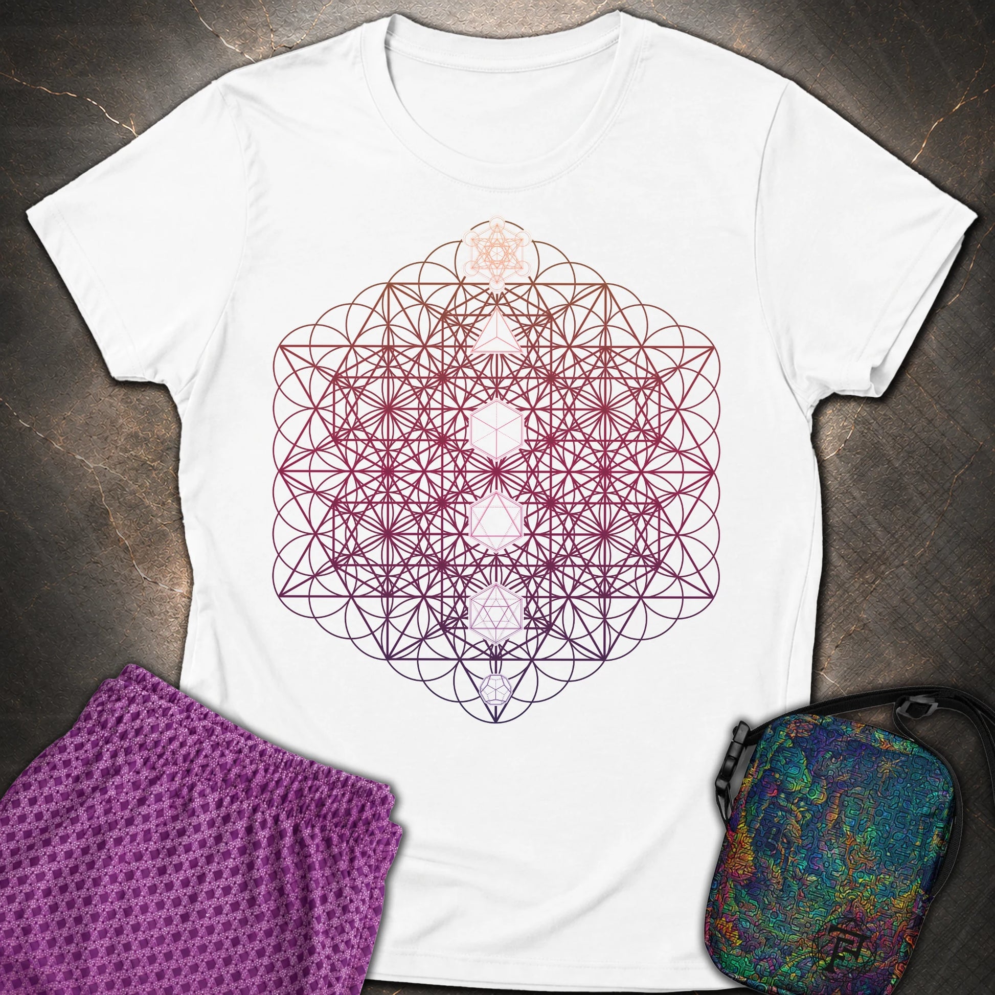 64 Tetrahedron Platonic Solids Metatron - 64 Tetrahedron Platonic Solids Metatron Women's T-Shirt - White