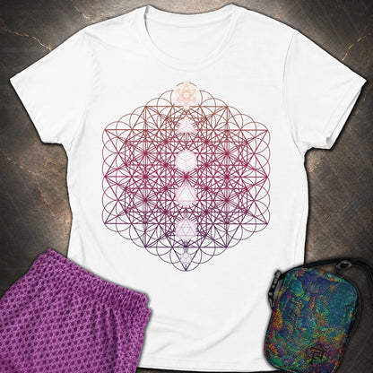 64 Tetrahedron Platonic Solids Metatron - 64 Tetrahedron Platonic Solids Metatron Women's T-Shirt - White