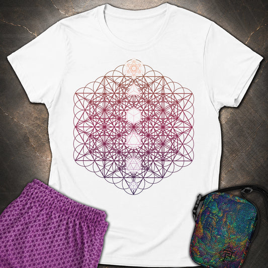 64 Tetrahedron Platonic Solids Metatron - 64 Tetrahedron Platonic Solids Metatron Women's T-Shirt - White