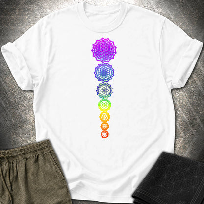 Flower Of Life Chakras T-Shirt - Flower Of Life Chakras T-Shirt - White