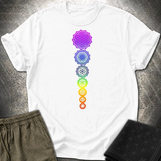 Flower Of Life Chakras T-Shirt - Flower Of Life Chakras T-Shirt - White