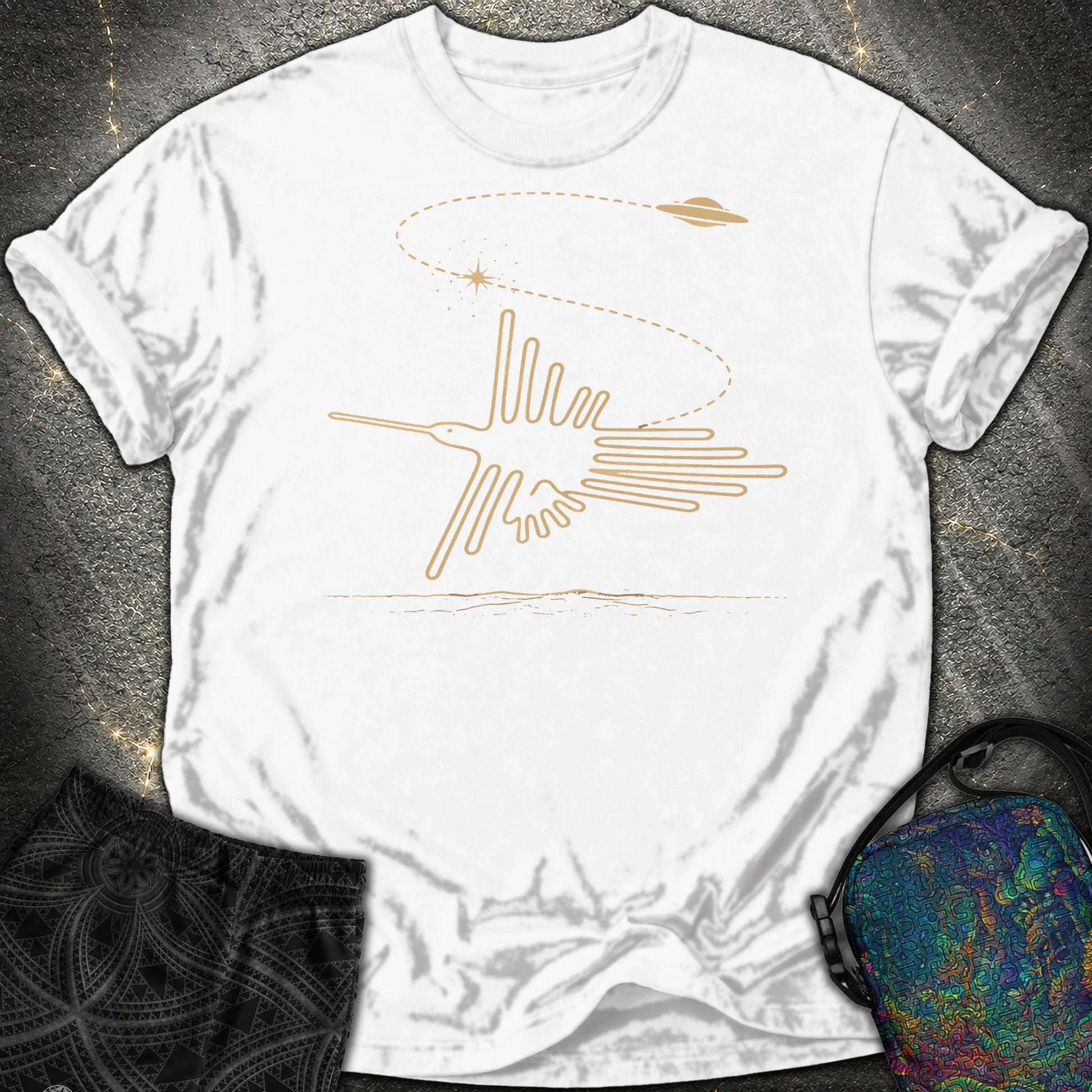 Geoglif Ptaka I Latający Spodek - Geoglif Ptaka I Latający Spodek Comfort T-Shirt - White