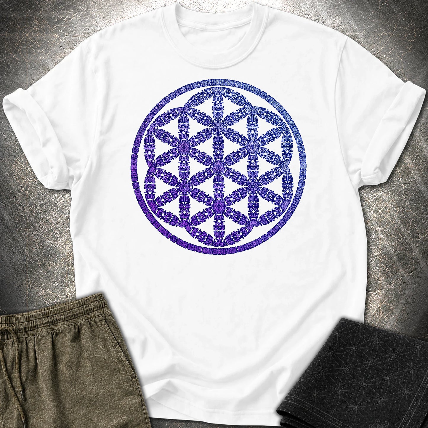 Seed Of Life Purple T-Shirt - Seed Of Life Purple T-Shirt - White