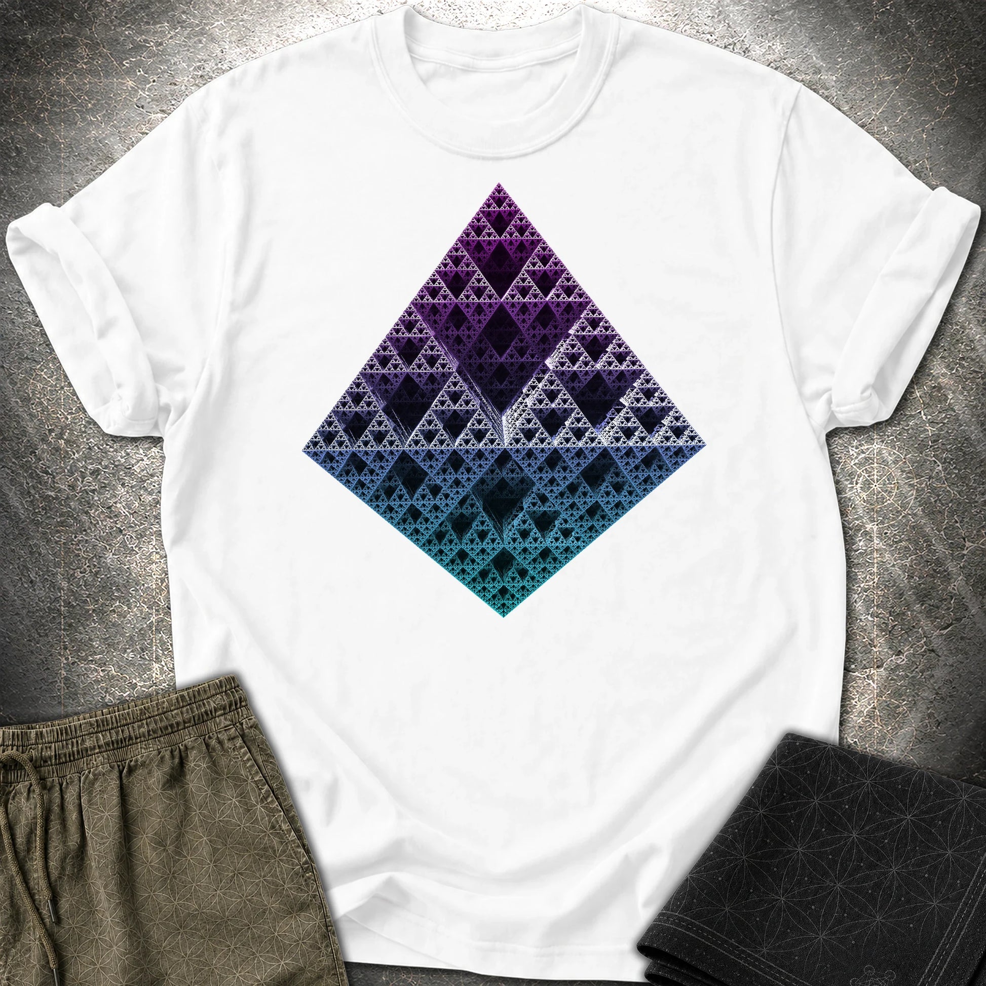 Sierpinski 3D Fractal T-Shirt - Sierpinski 3D Fractal T-Shirt - White