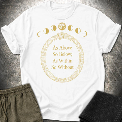As Above So Below Gold Ouroboros - As Above So Below Gold Ouroboros T-Shirt - White