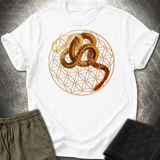 Flower Of Life Snake T-Shirt - Flower Of Life Snake T-Shirt - White