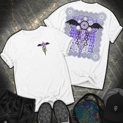Winged Metatron DNA 2 Sided Comfort T-Shirt - Winged Metatron DNA 2 Sided Comfort T-Shirt - White