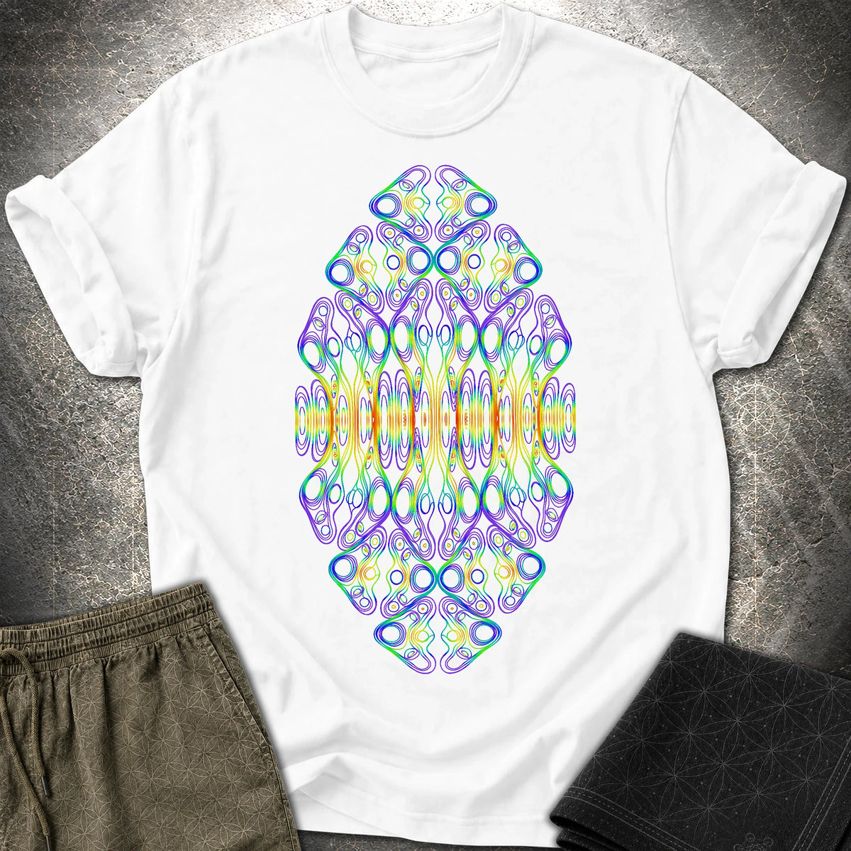 Psychedelic Rainbow Trippy Kaleidoscope Rave T-Shirt - Psychedelic Rainbow Trippy Kaleidoscope Rave T-Shirt - White
