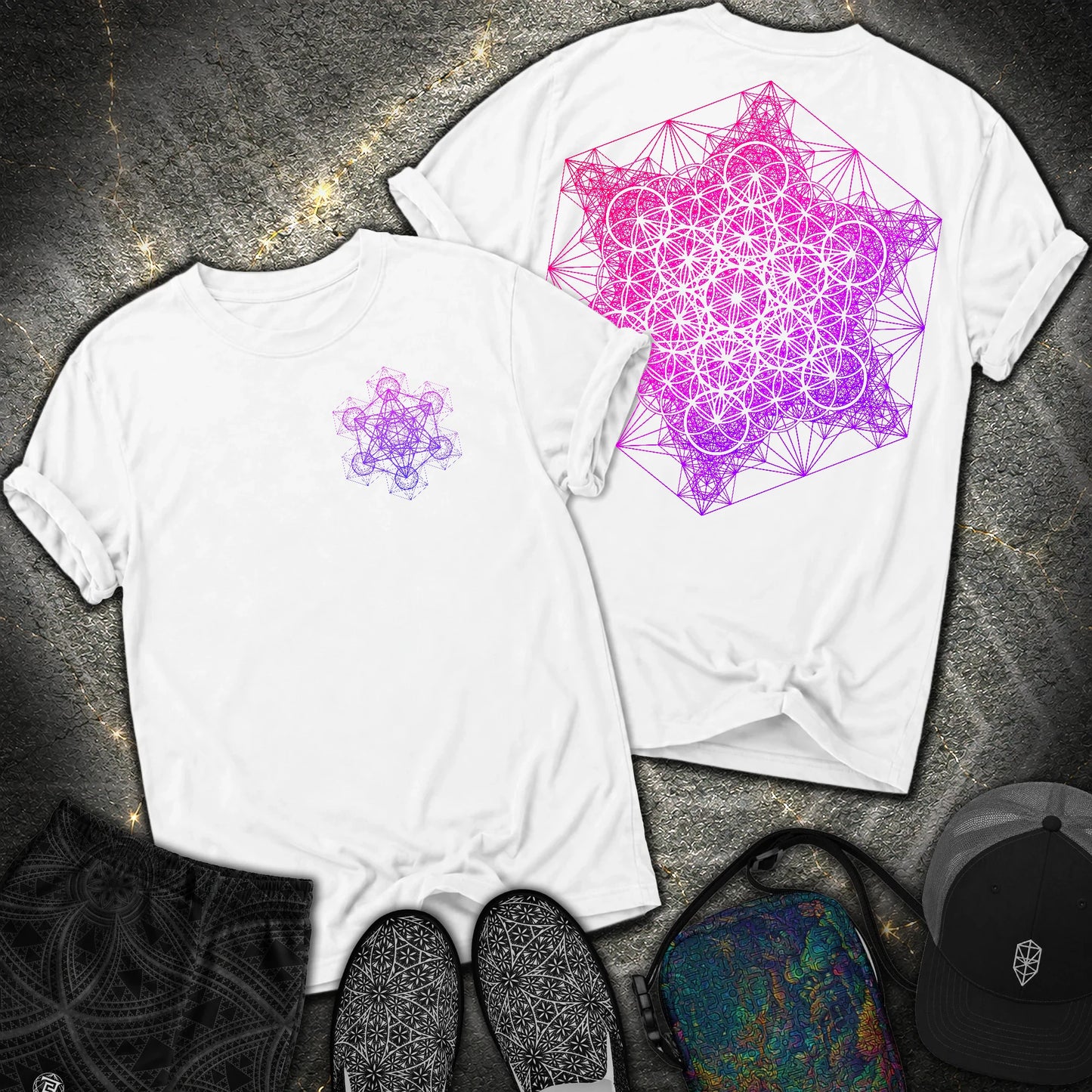 Metatron's Tesseract 2 Sided Comfort T-shirt - Metatron's Tesseract 2 Sided Comfort T-shirt - White
