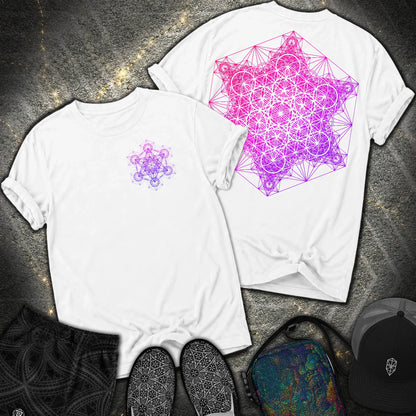 Metatron's Tesseract 2 Sided Comfort T-shirt - Metatron's Tesseract 2 Sided Comfort T-shirt - White