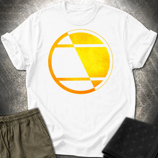 Crop Circle Orange Gold T-Shirt - Crop Circle Orange Gold T-Shirt - White