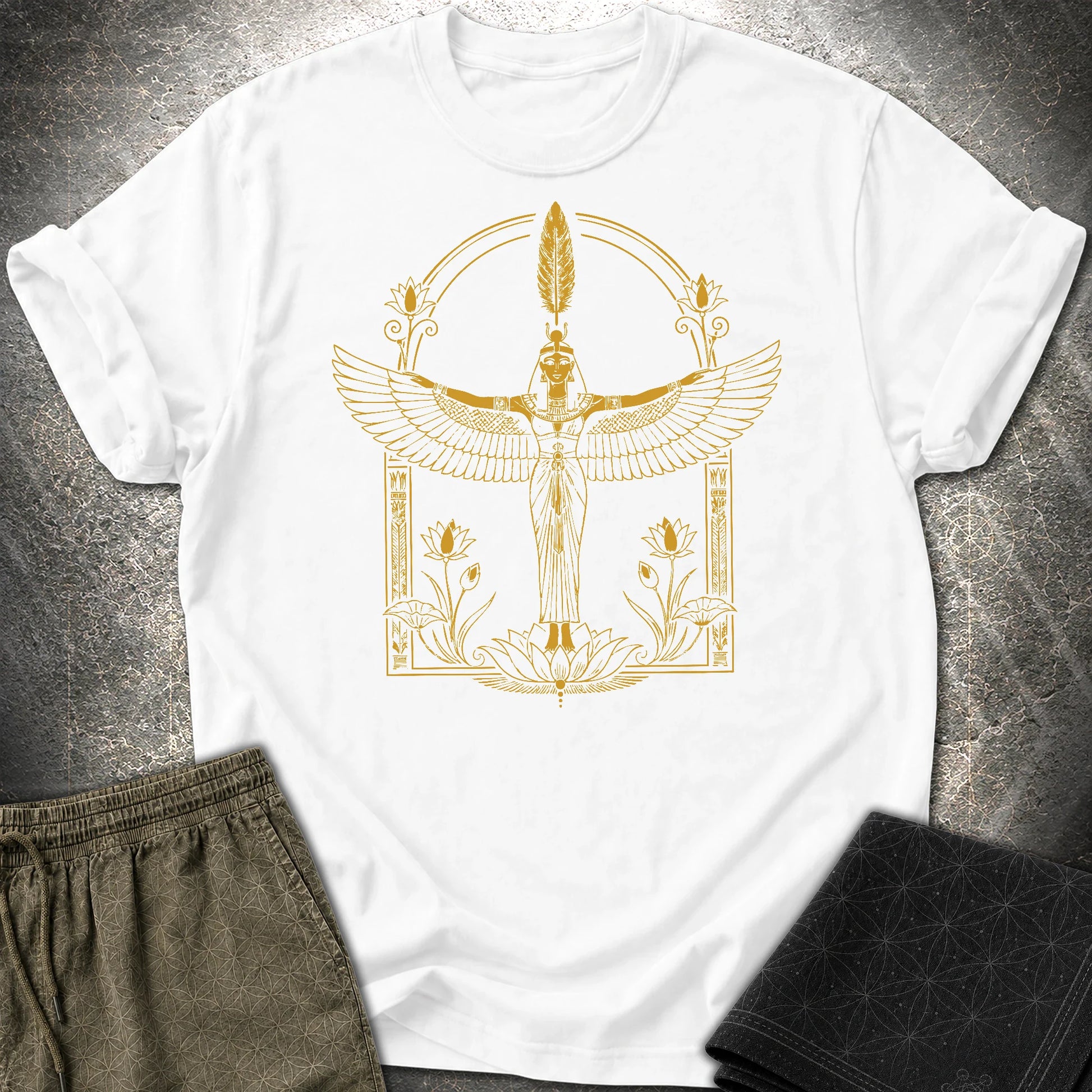Winged Goddess of Sacred Balance - Winged Goddess of Sacred Balance T-Shirt - White