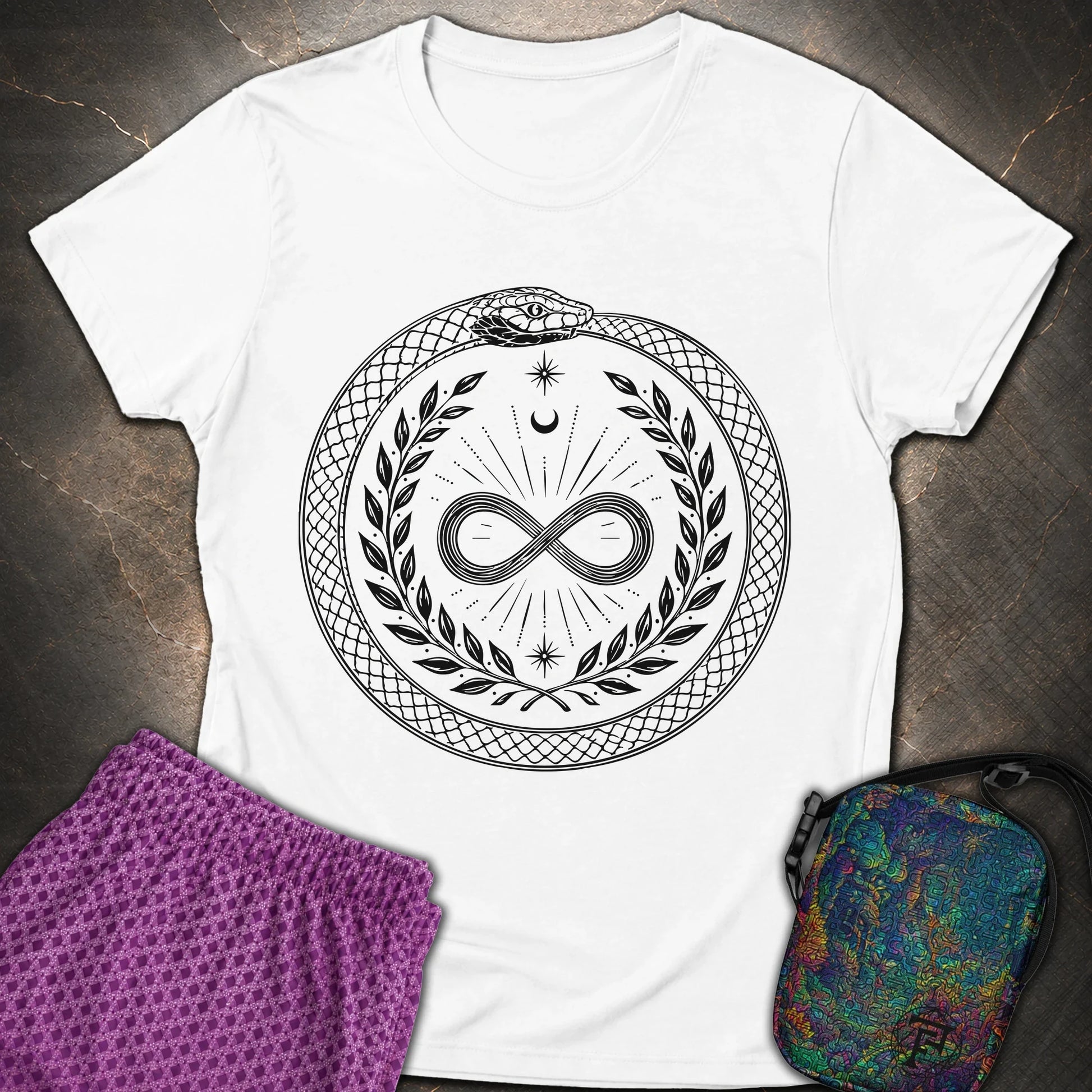 888 Ouroboros Infinity Unisex Womens T-Shirt - 888 Ouroboros Infinity Unisex Womens T-Shirt - White