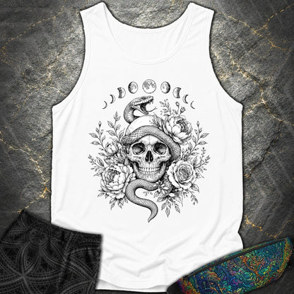 Skull Snake Moon Phases - Skull Snake Moon Phases Comfort Tank Top - White