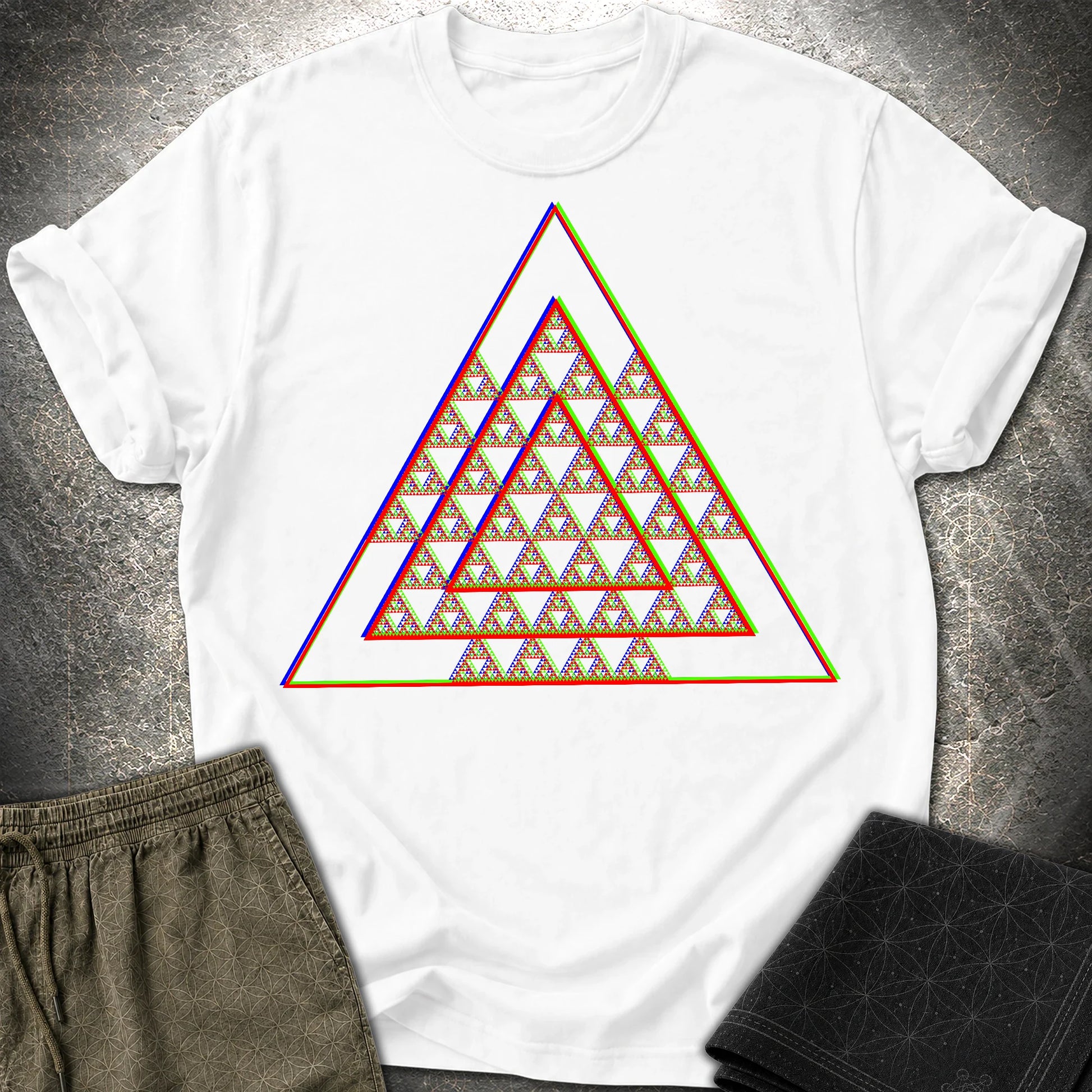 Sierpinski Glitch Triangle T-Shirt - Sierpinski Glitch Triangle T-Shirt - White