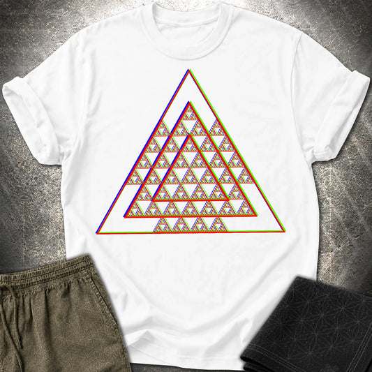 Sierpinski Glitch Triangle T-Shirt - Sierpinski Glitch Triangle T-Shirt - White