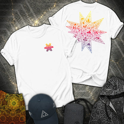 Colorful Stellated Dodecahedron 2 Sided T-Shirt - Colorful Stellated Dodecahedron 2 Sided T-Shirt - White